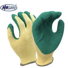 NMSAFETY  10 gauge polycotton liner coated green rubber latex on palm work gloves EN388 2016 2142X